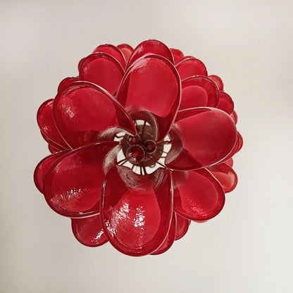 Petals Spiral Murano Red Chandelier - Nuvé