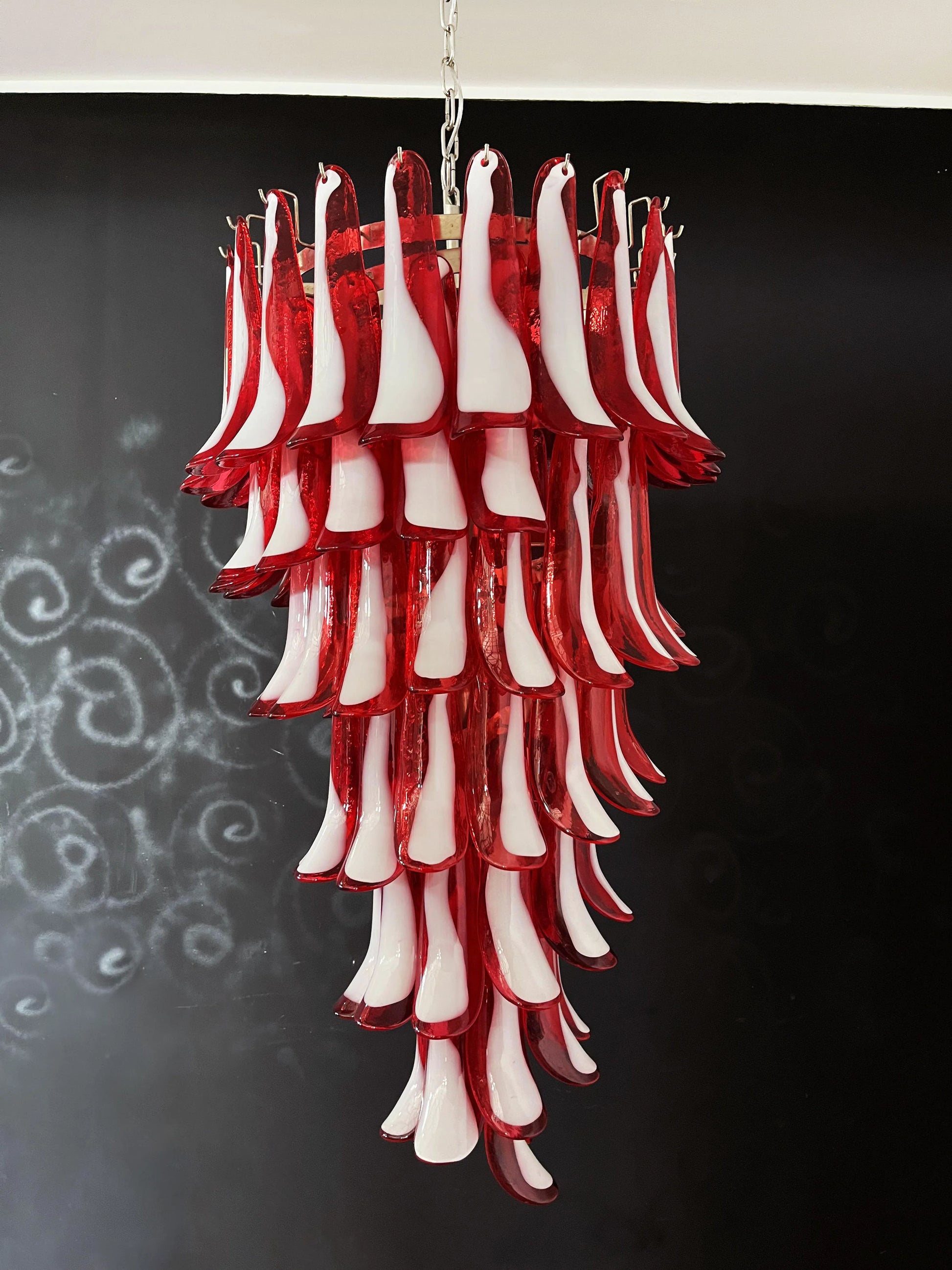 Petals Spiral Murano Red Chandelier - Nuvé
