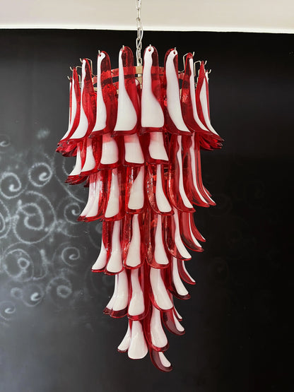 Petals Spiral Murano Red Chandelier - Nuvé