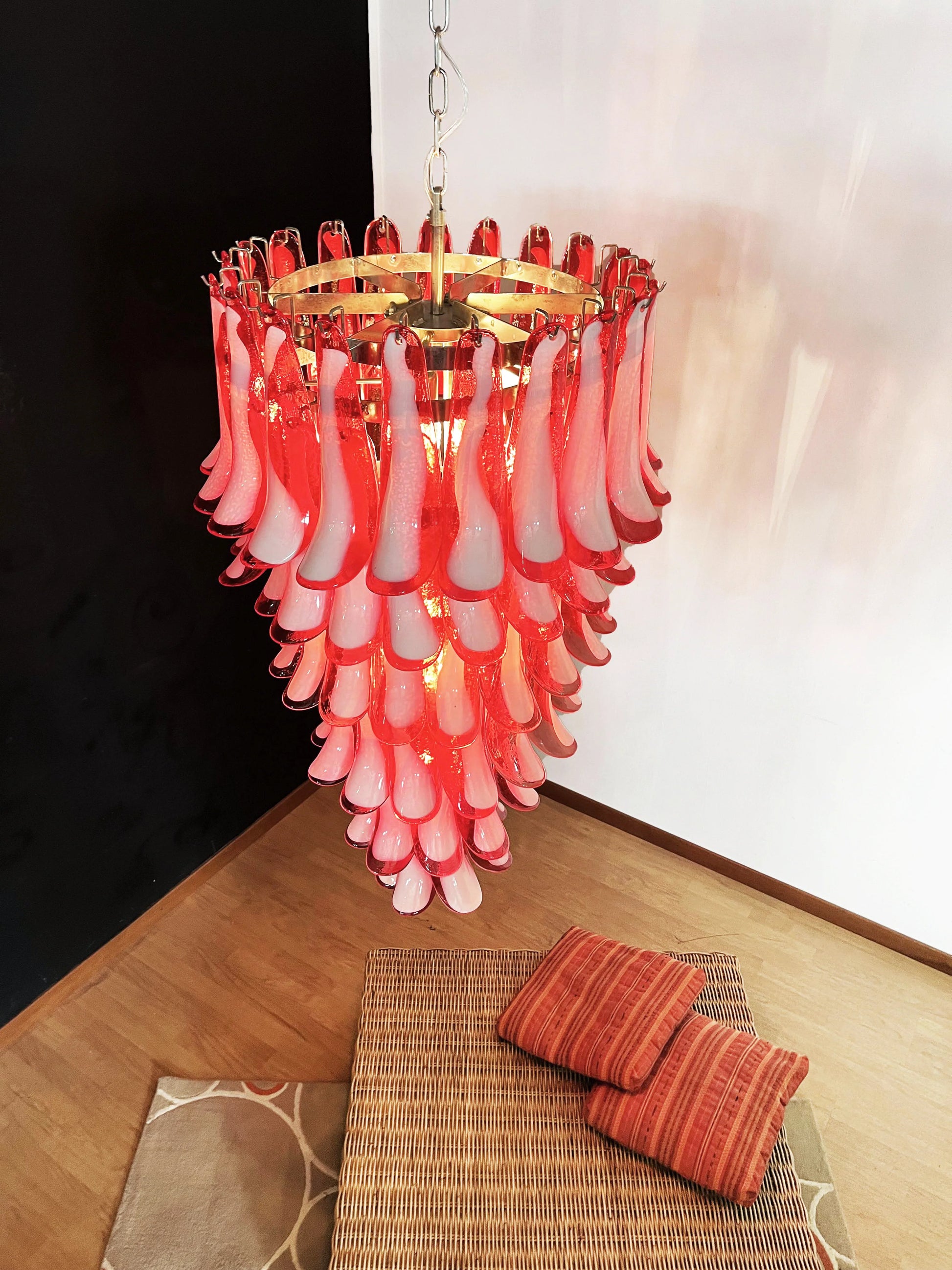 Petals Spiral Murano Red Chandelier - Nuvé