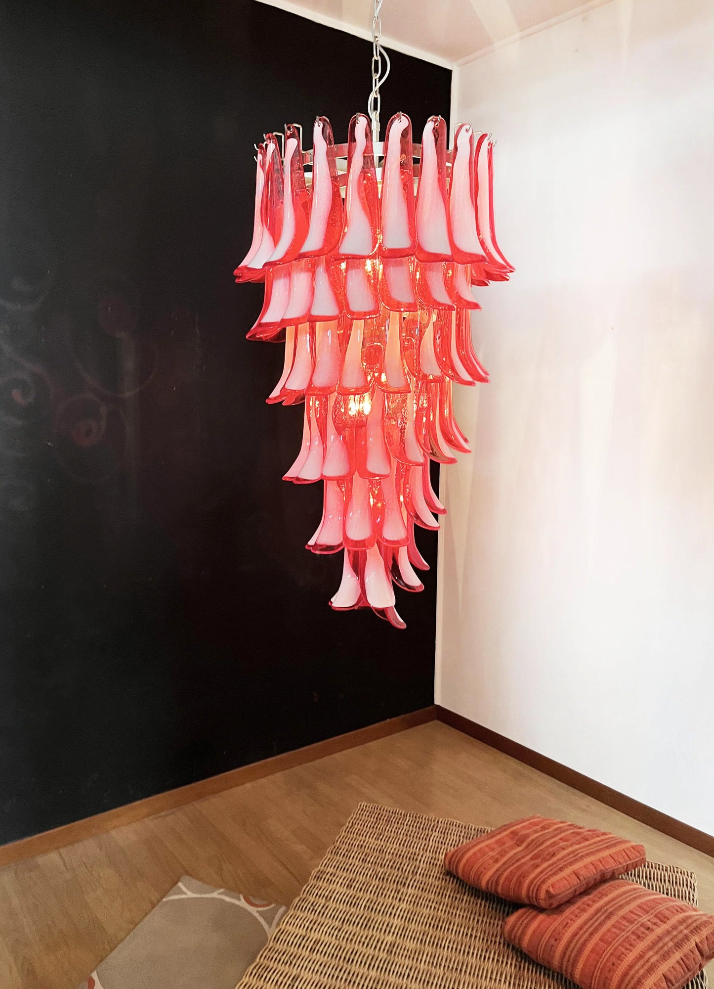 Petals Spiral Murano Red Chandelier - Nuvé