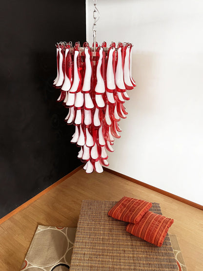 Petals Spiral Murano Red Chandelier - Nuvé
