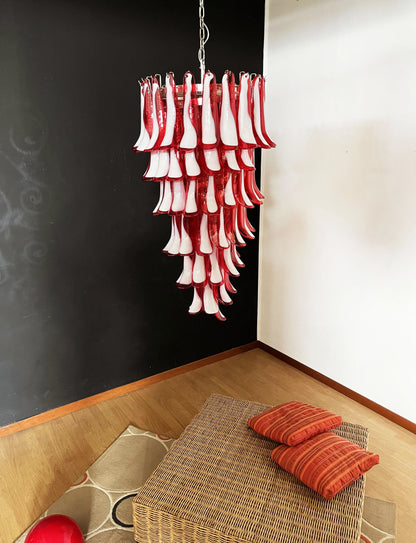 Petals Spiral Murano Red Chandelier - Nuvé