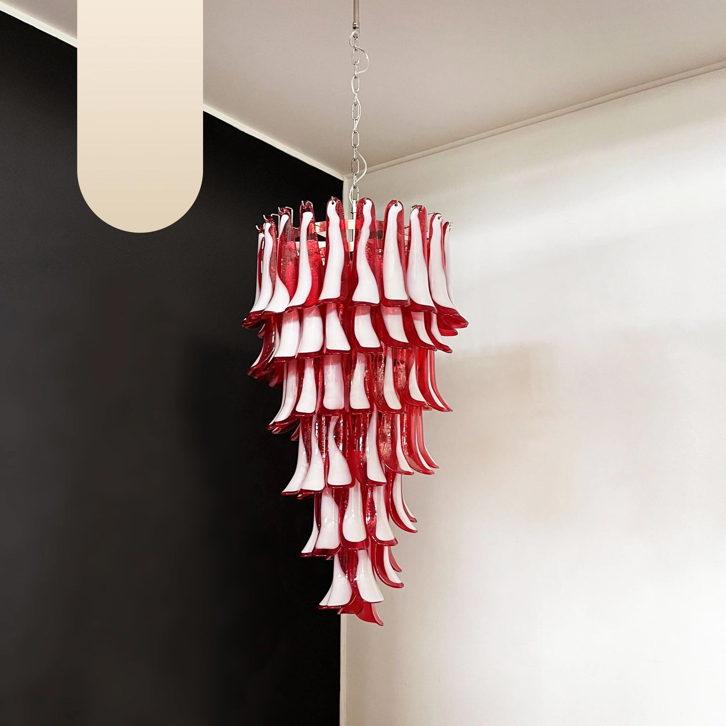 Petals Spiral Murano Red Chandelier - Nuvé