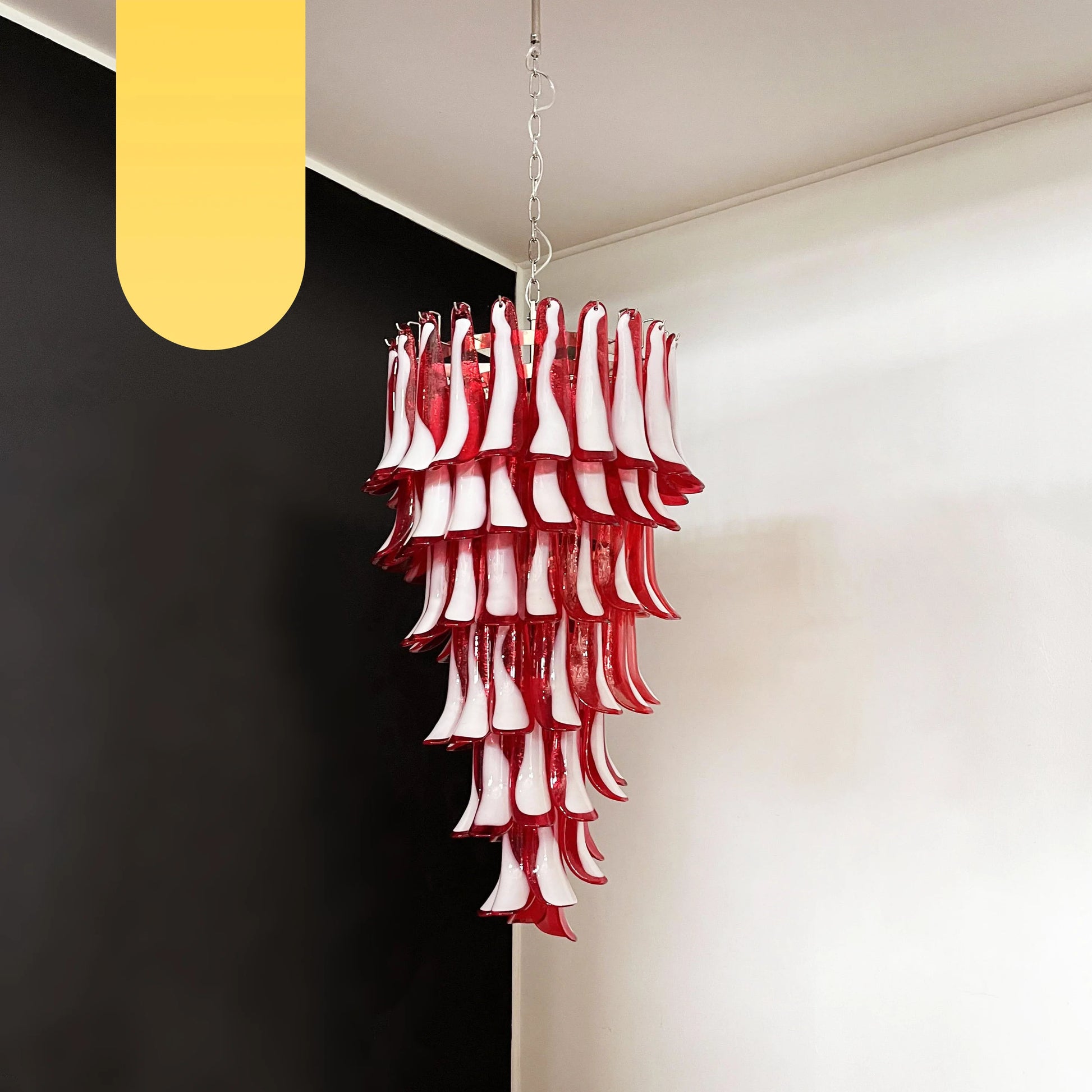 Petals Spiral Murano Red Chandelier - Nuvé