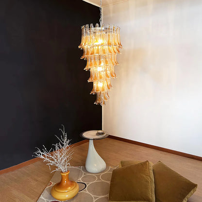 Petals Spiral Murano Transparent Chandelier - Nuvé