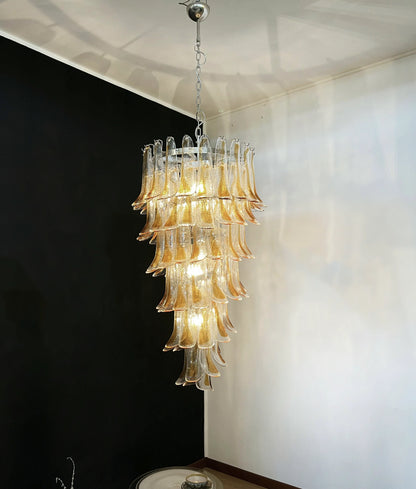 Petals Spiral Murano Transparent Chandelier - Nuvé