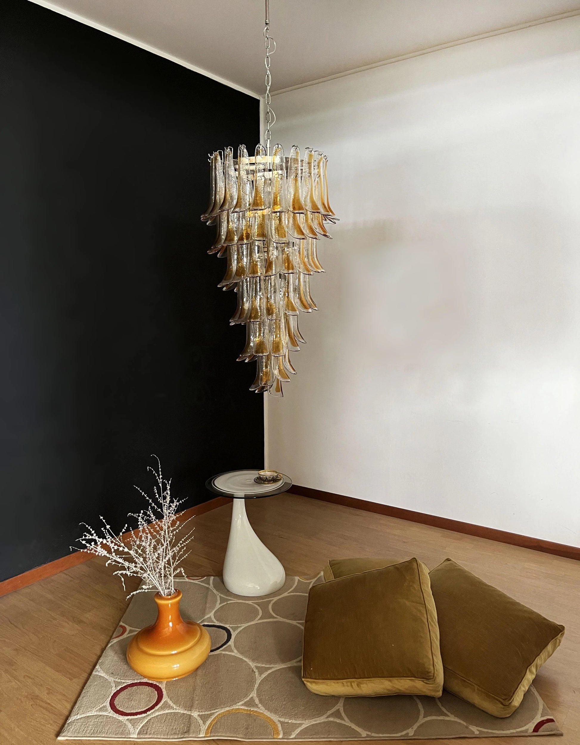 Petals Spiral Murano Transparent Chandelier - Nuvé