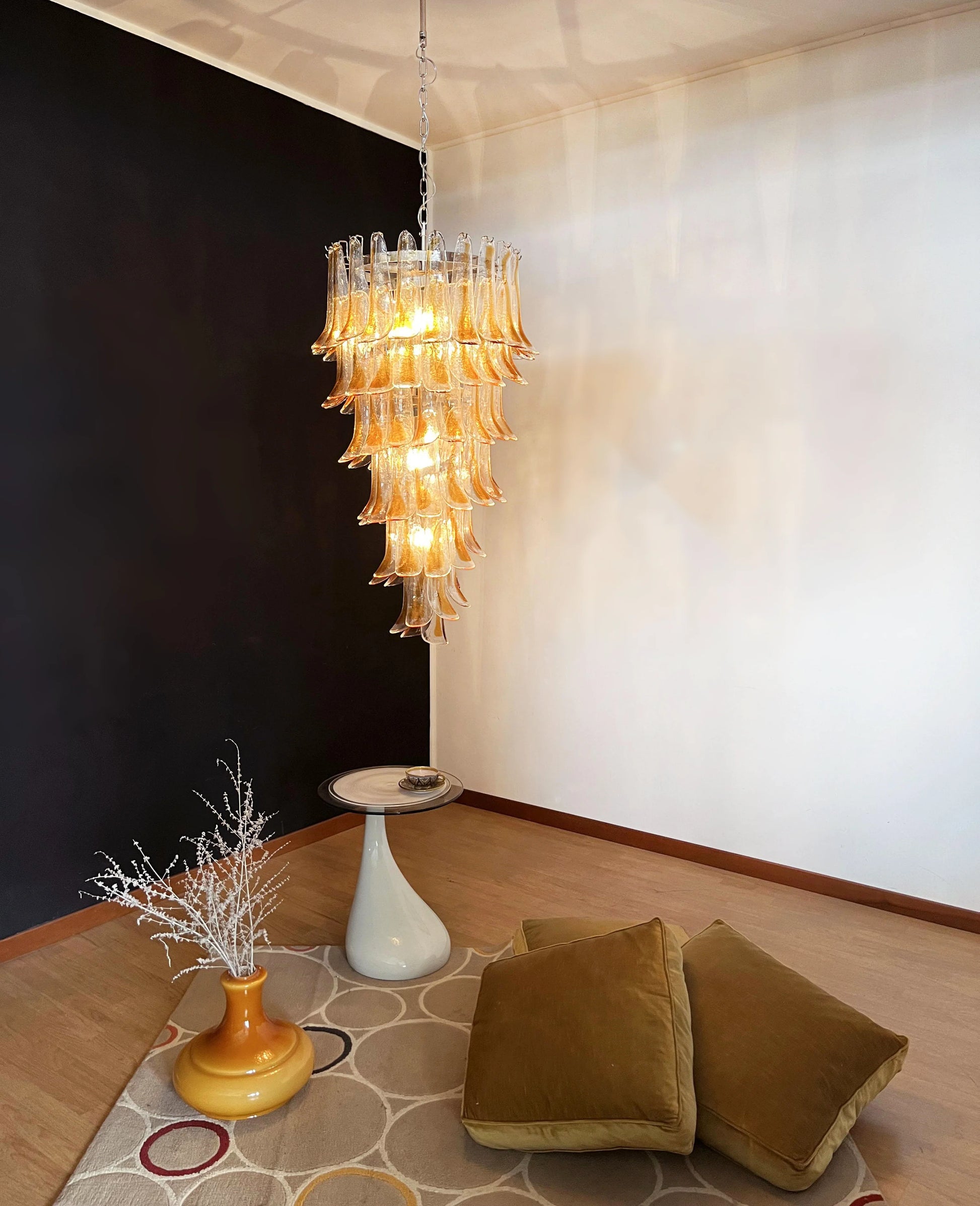 Petals Spiral Murano Transparent Chandelier - Nuvé