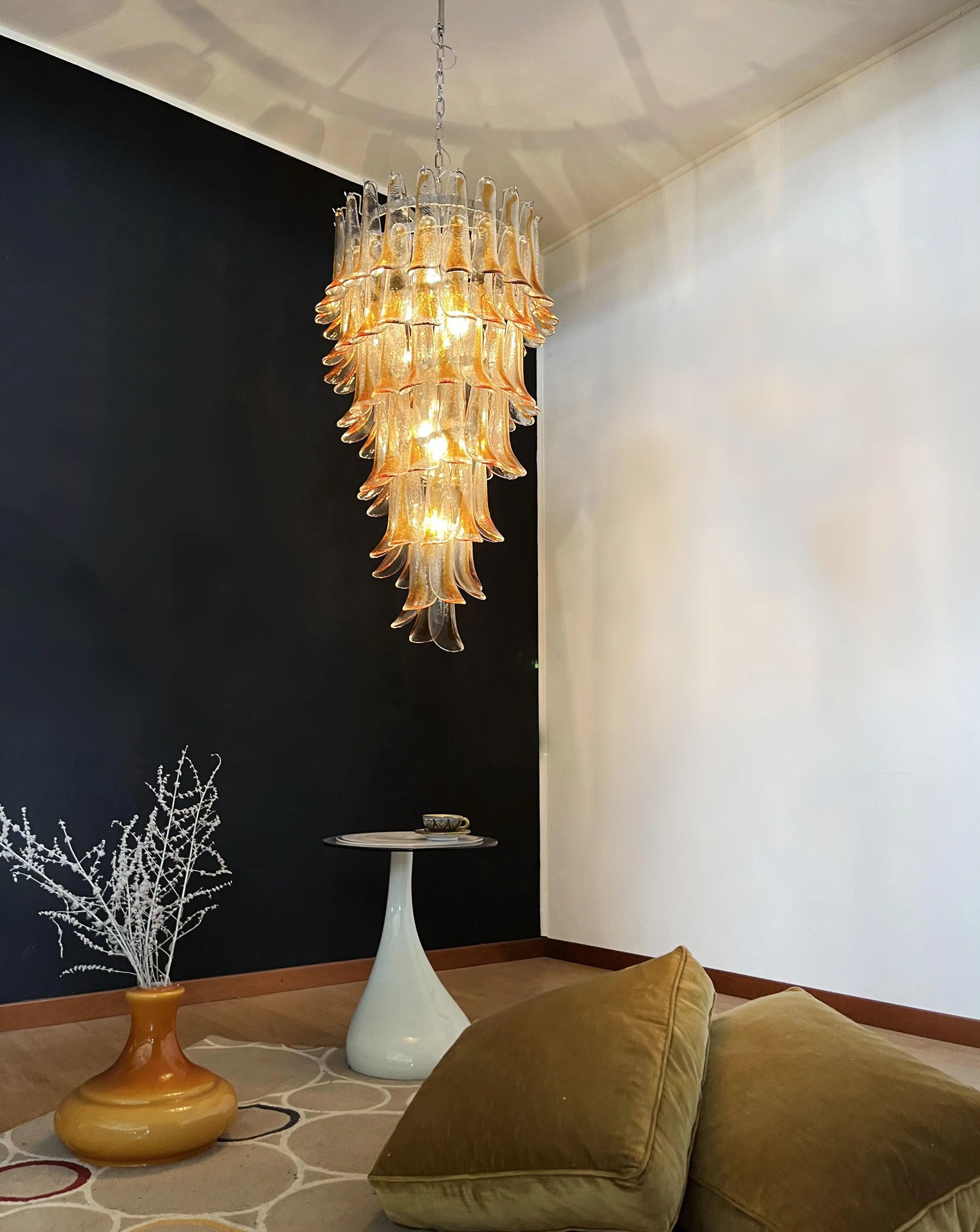 Petals Spiral Murano Transparent Chandelier - Nuvé