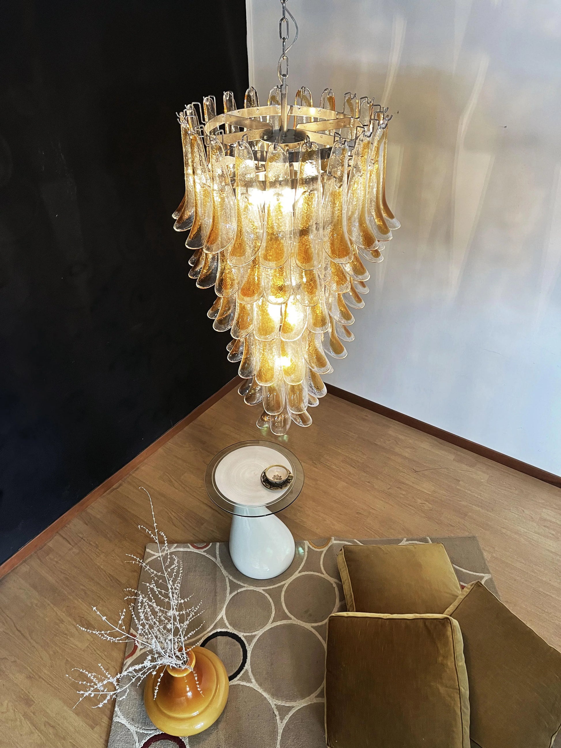 Petals Spiral Murano Transparent Chandelier - Nuvé
