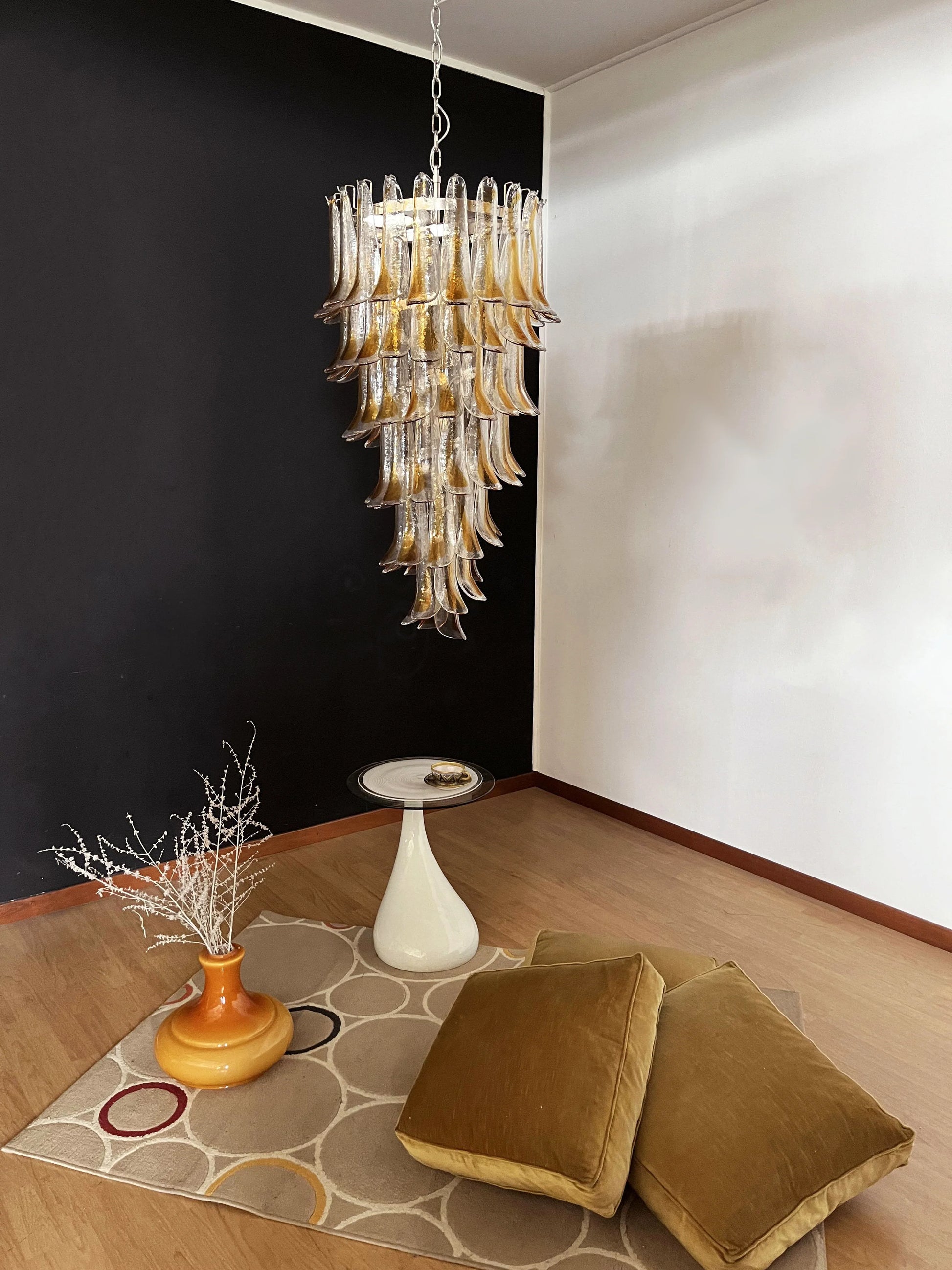 Petals Spiral Murano Transparent Chandelier - Nuvé