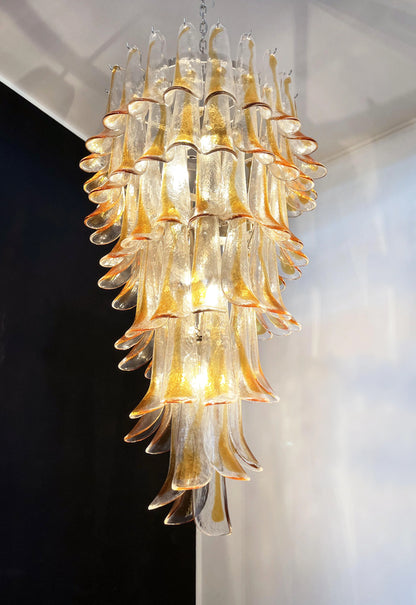Petals Spiral Murano Transparent Chandelier - Nuvé