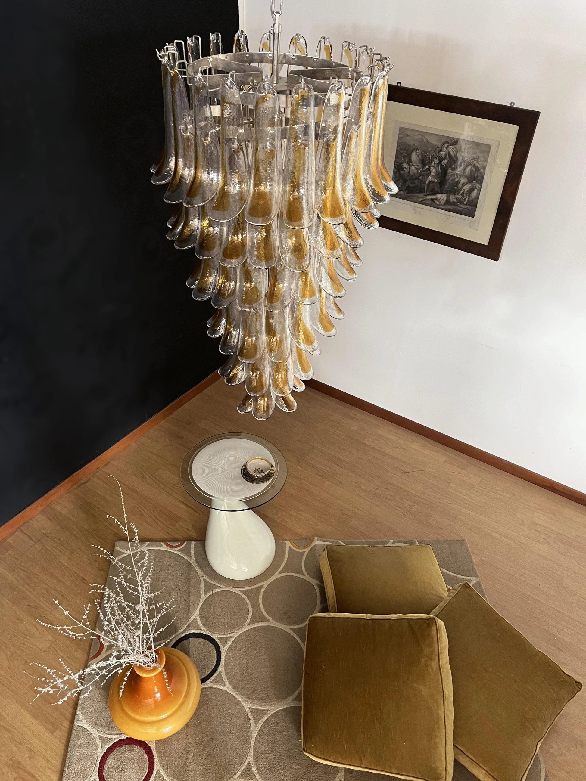 Petals Spiral Murano Transparent Chandelier - Nuvé