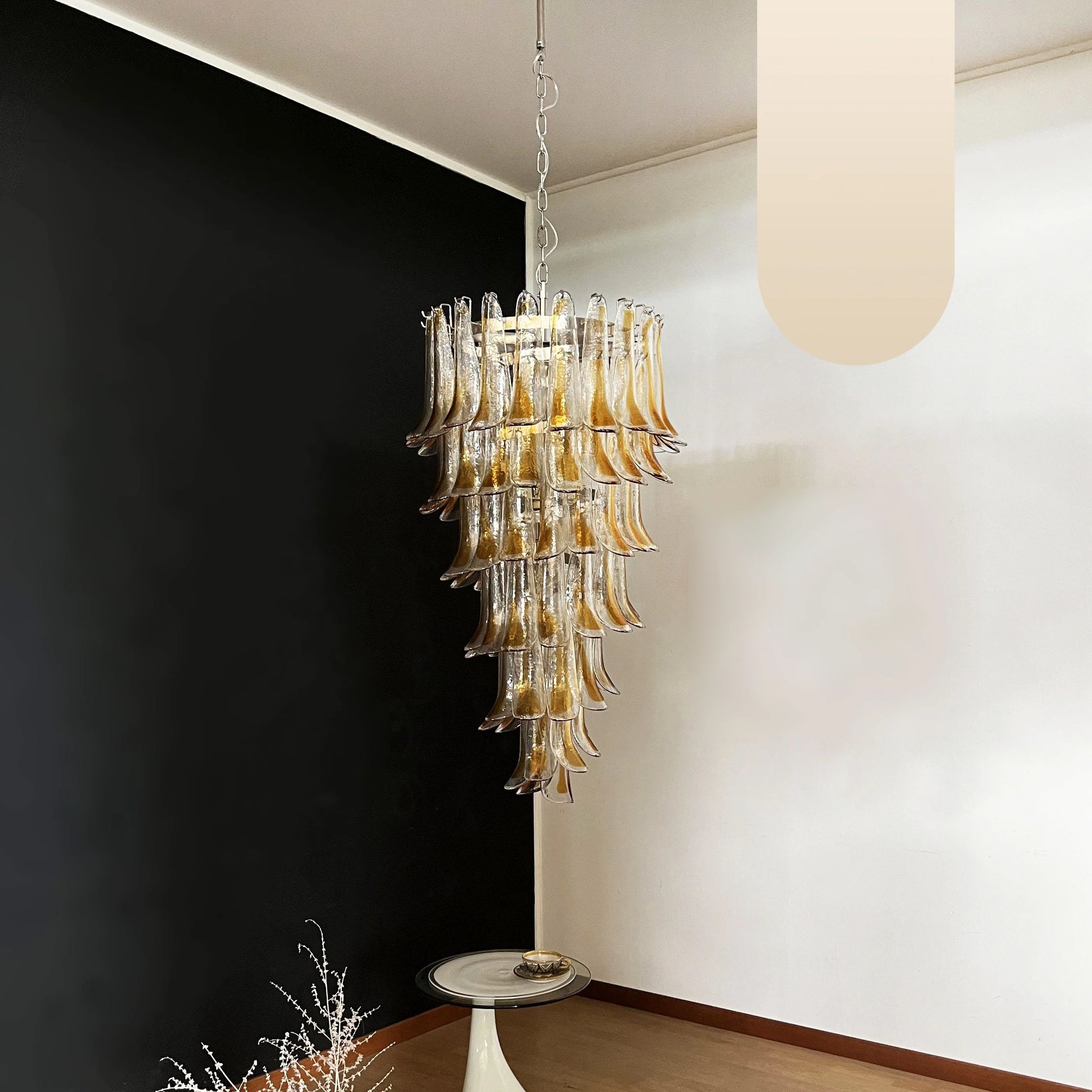 Petals Spiral Murano Transparent Chandelier - Nuvé
