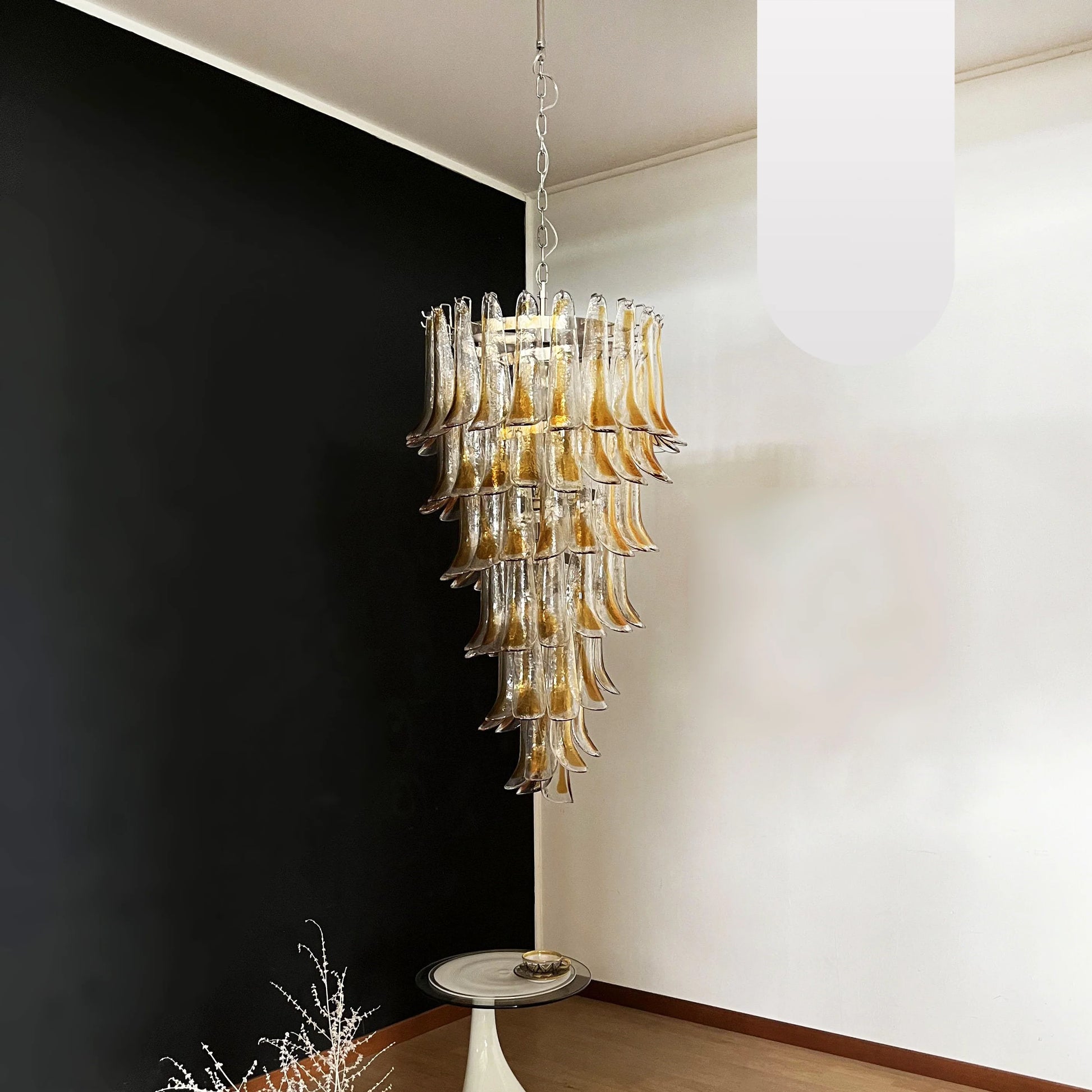 Petals Spiral Murano Transparent Chandelier - Nuvé