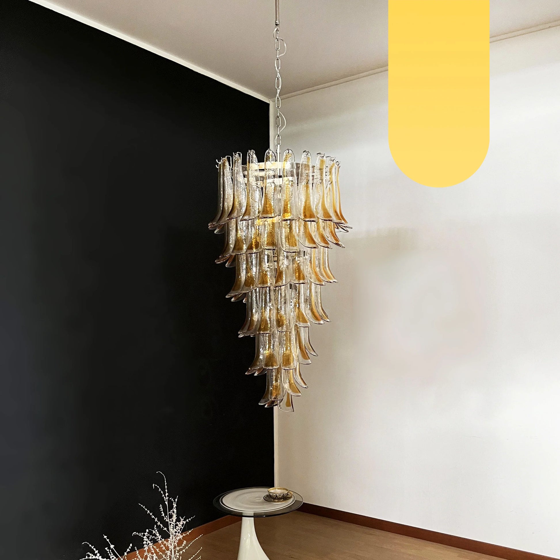 Petals Spiral Murano Transparent Chandelier - Nuvé