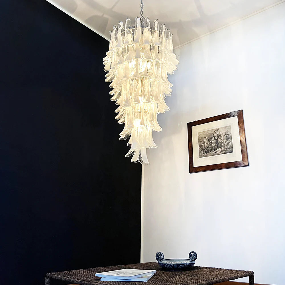Petals Spiral Murano Transparent Chandelier - Nuvé