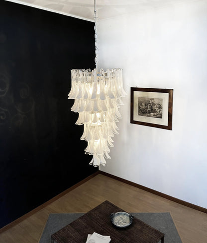 Petals Spiral Murano Transparent Chandelier - Nuvé