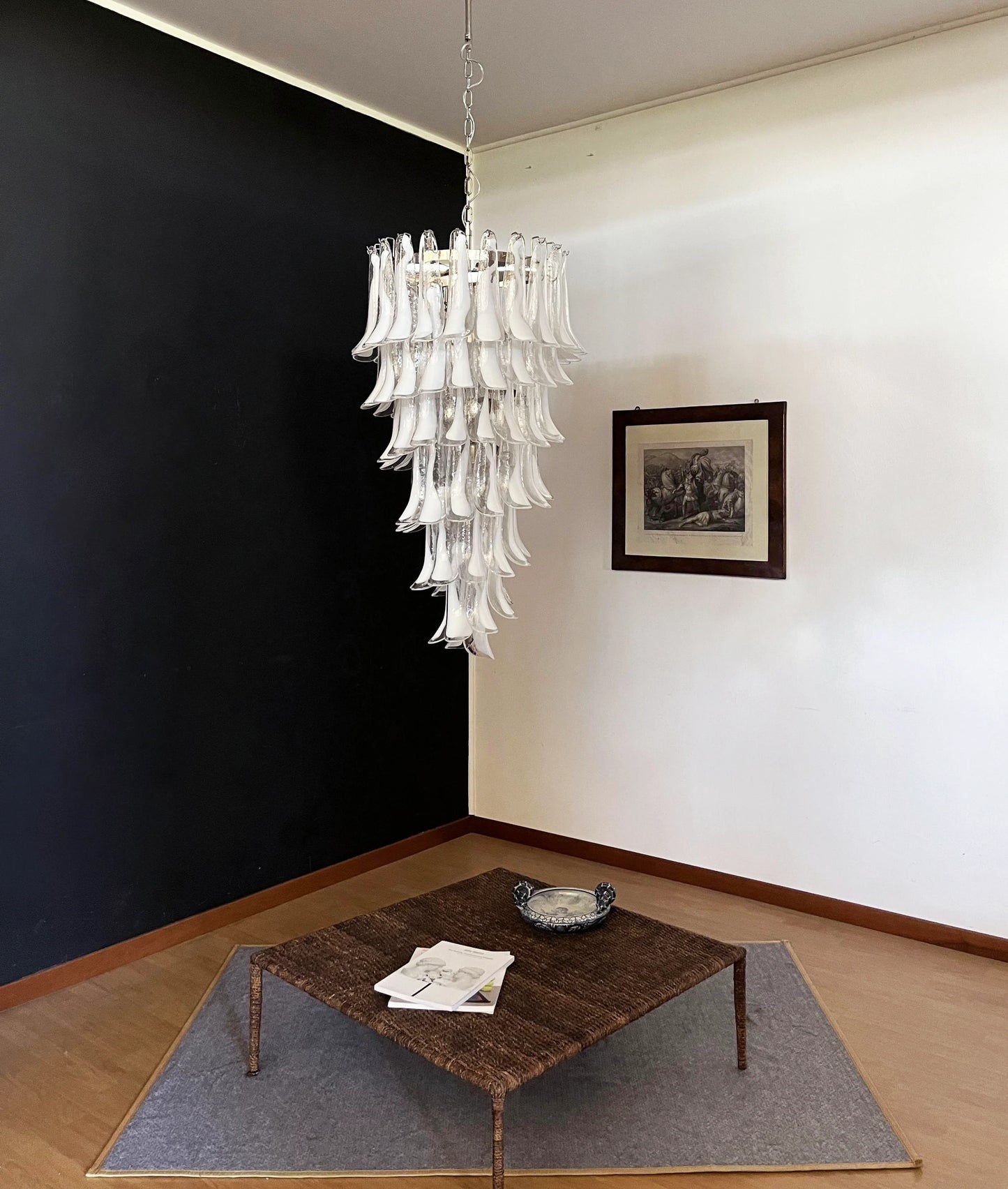 Petals Spiral Murano Transparent Chandelier - Nuvé