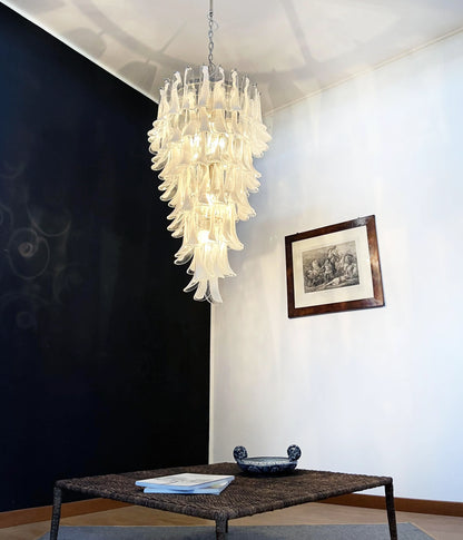 Petals Spiral Murano Transparent Chandelier - Nuvé