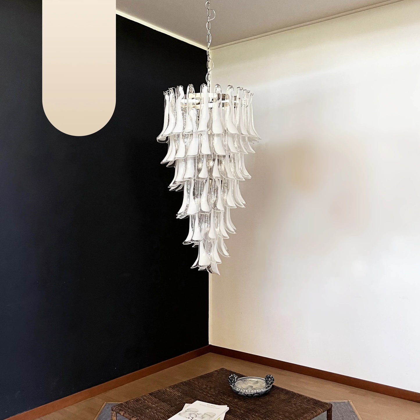 Petals Spiral Murano Transparent Chandelier - Nuvé