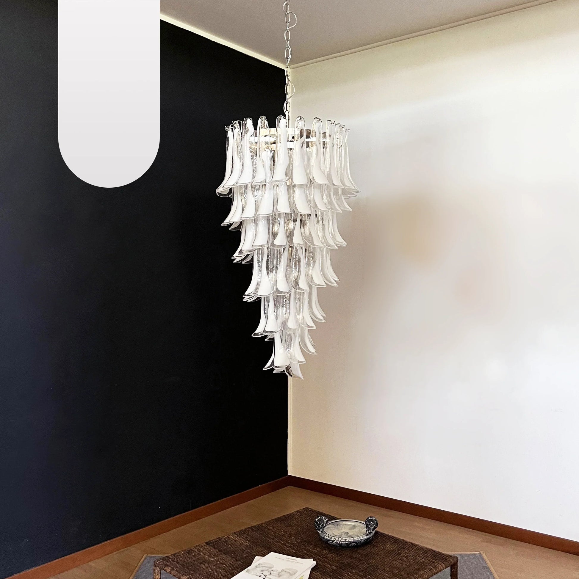 Petals Spiral Murano Transparent Chandelier - Nuvé