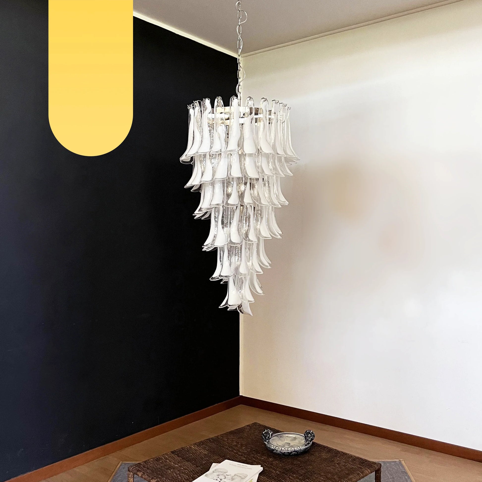 Petals Spiral Murano Transparent Chandelier - Nuvé