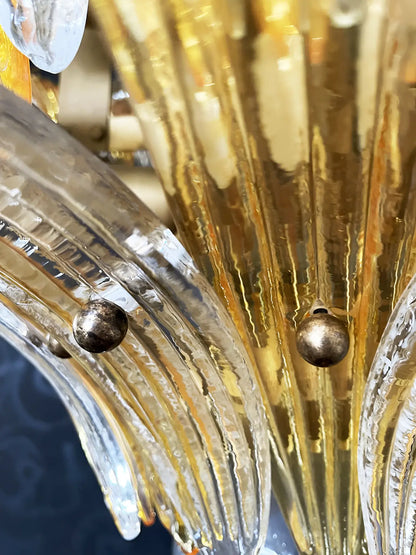 Beautifully Murano Palmette Amber Transparent Chandelier - Nuvé