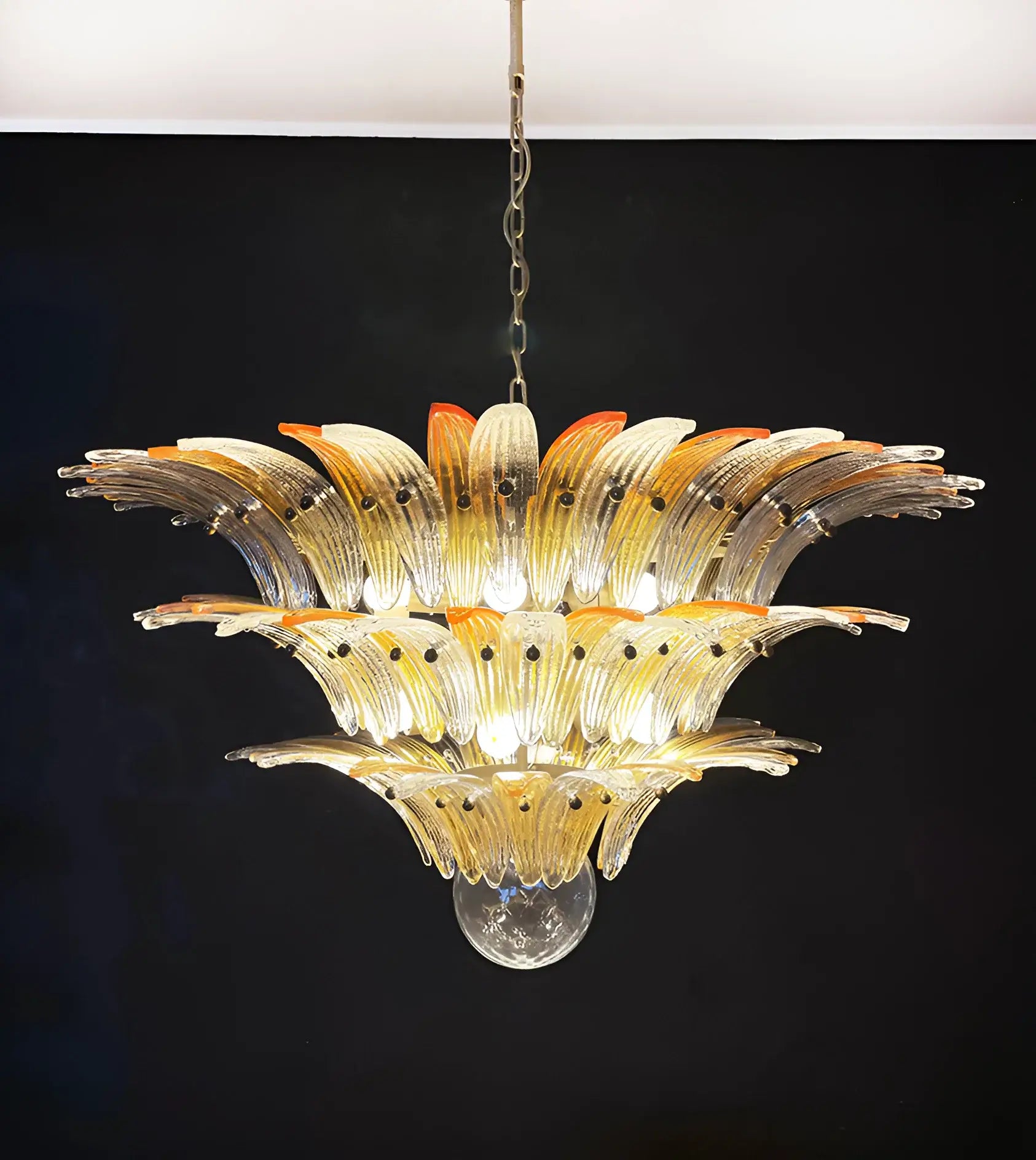 Beautifully Murano Palmette Amber Transparent Chandelier - Nuvé