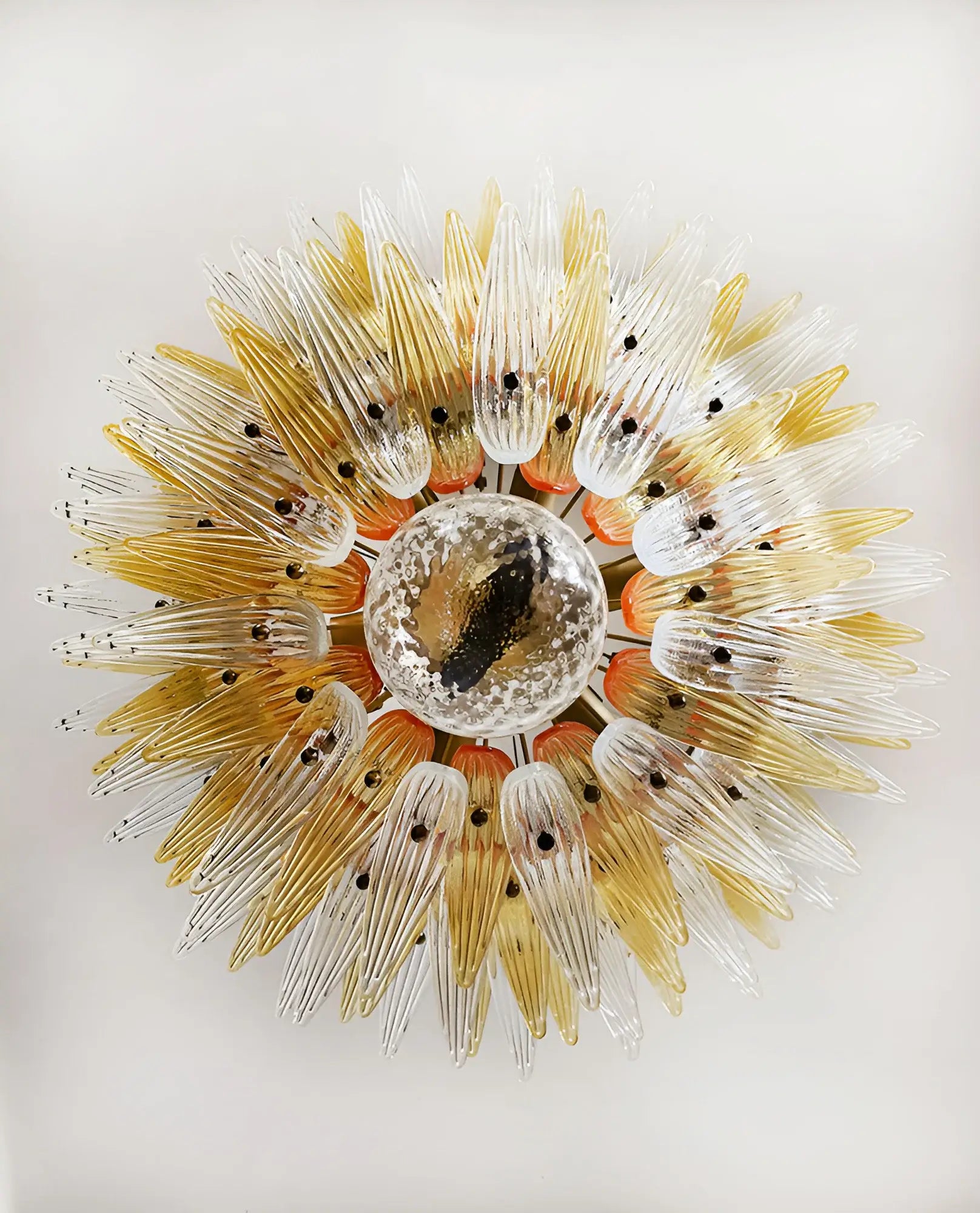 Beautifully Murano Palmette Amber Transparent Chandelier - Nuvé