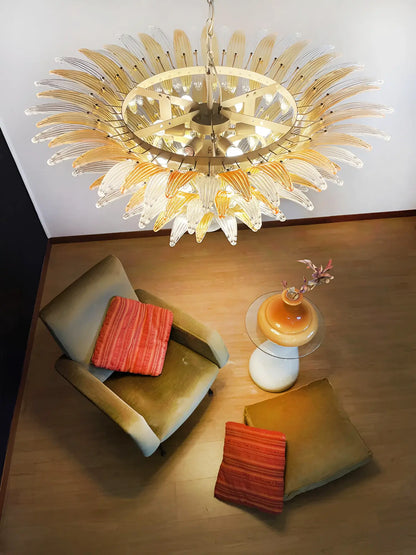 Beautifully Murano Palmette Amber Transparent Chandelier - Nuvé