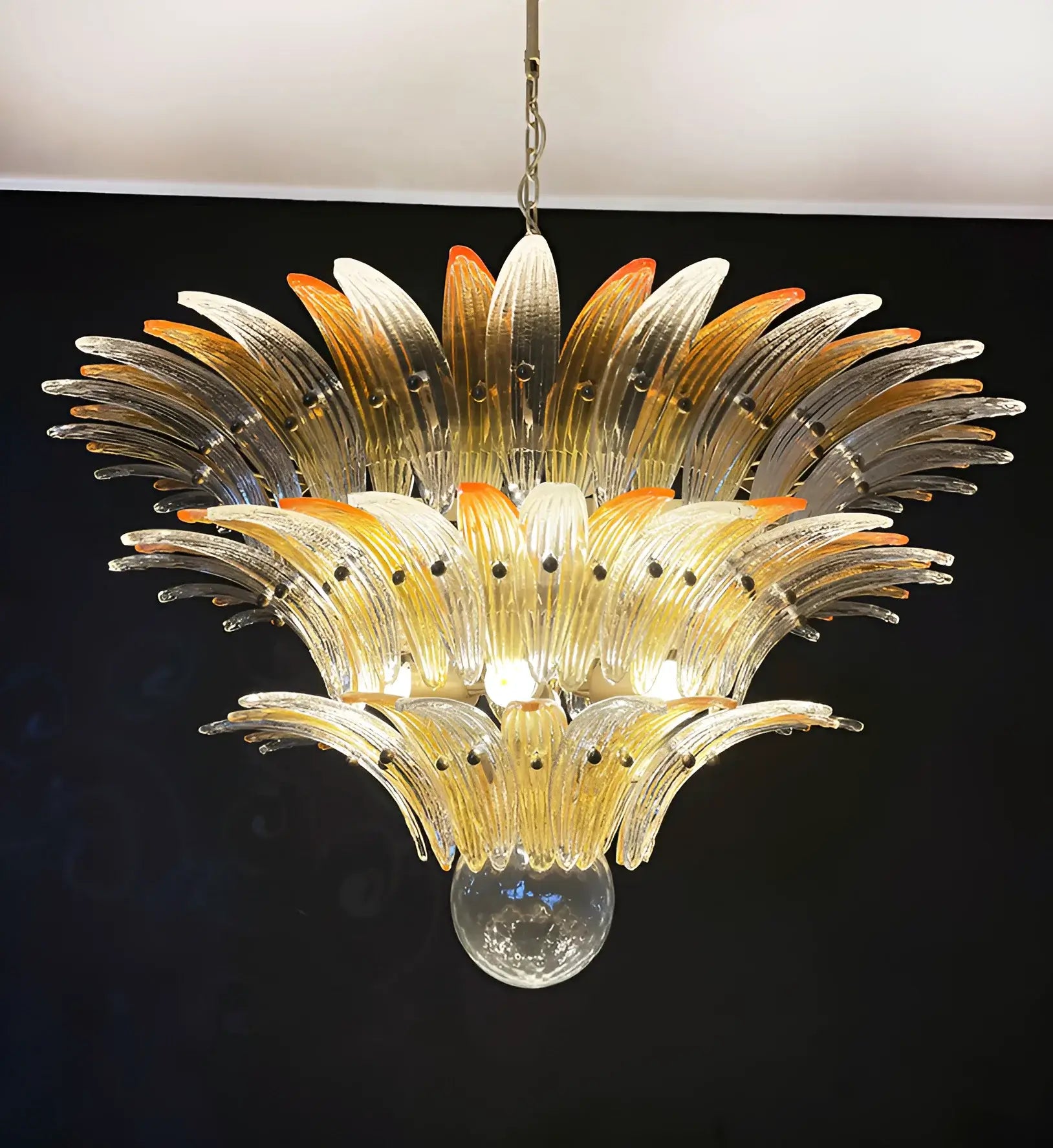 Beautifully Murano Palmette Amber Transparent Chandelier - Nuvé