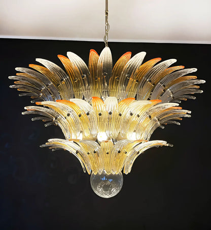 Beautifully Murano Palmette Amber Transparent Chandelier - Nuvé