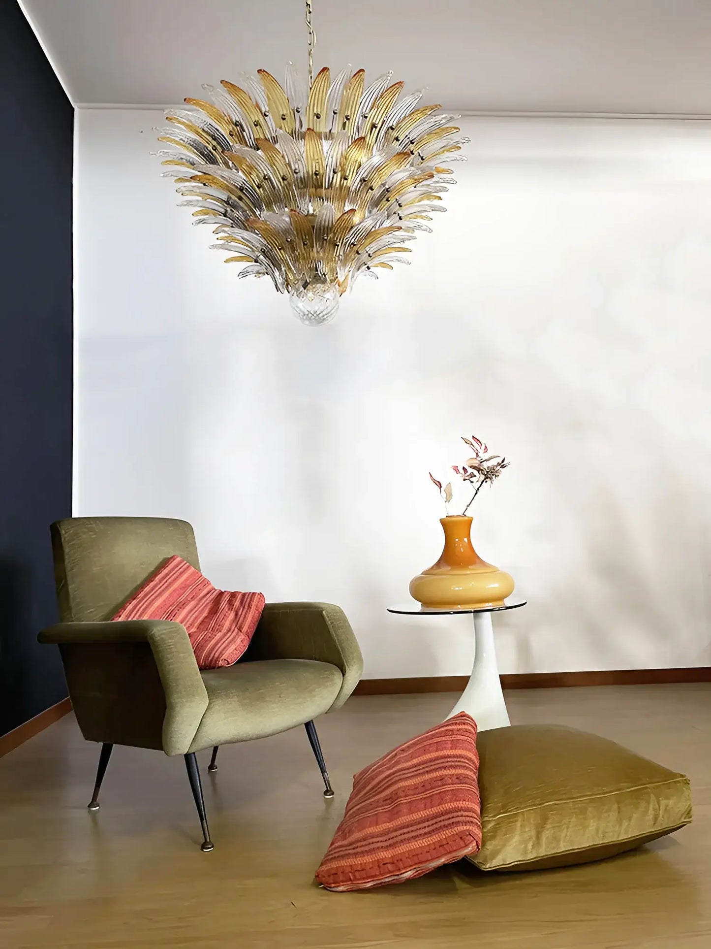 Beautifully Murano Palmette Amber Transparent Chandelier - Nuvé