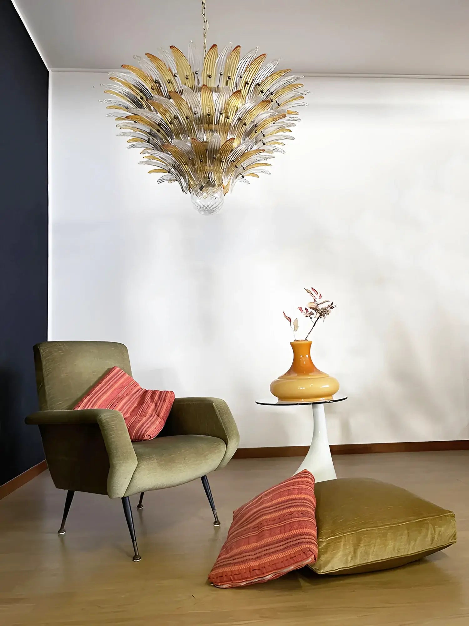 Beautifully Murano Palmette Amber Transparent Chandelier - Nuvé
