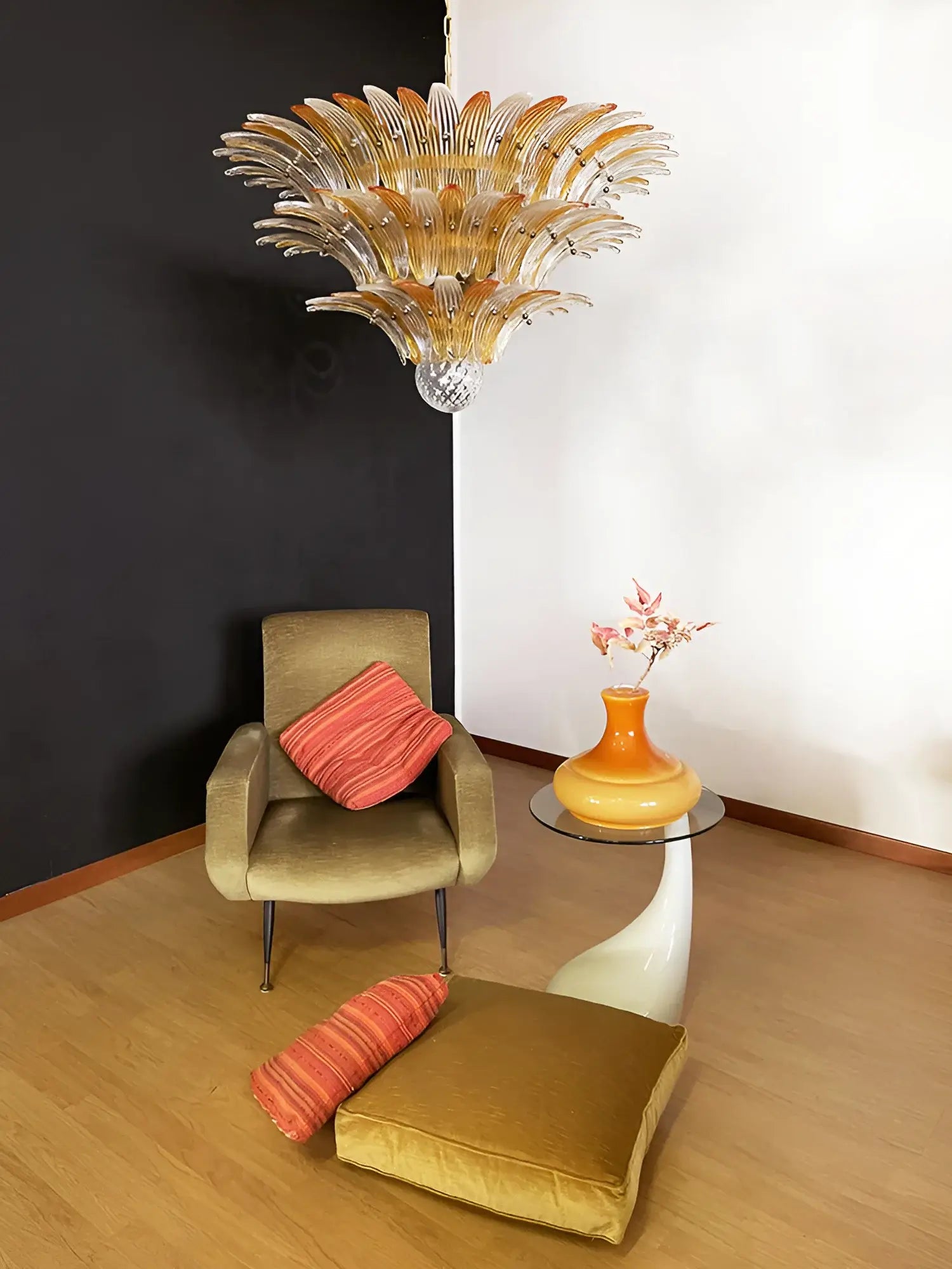 Beautifully Murano Palmette Amber Transparent Chandelier - Nuvé