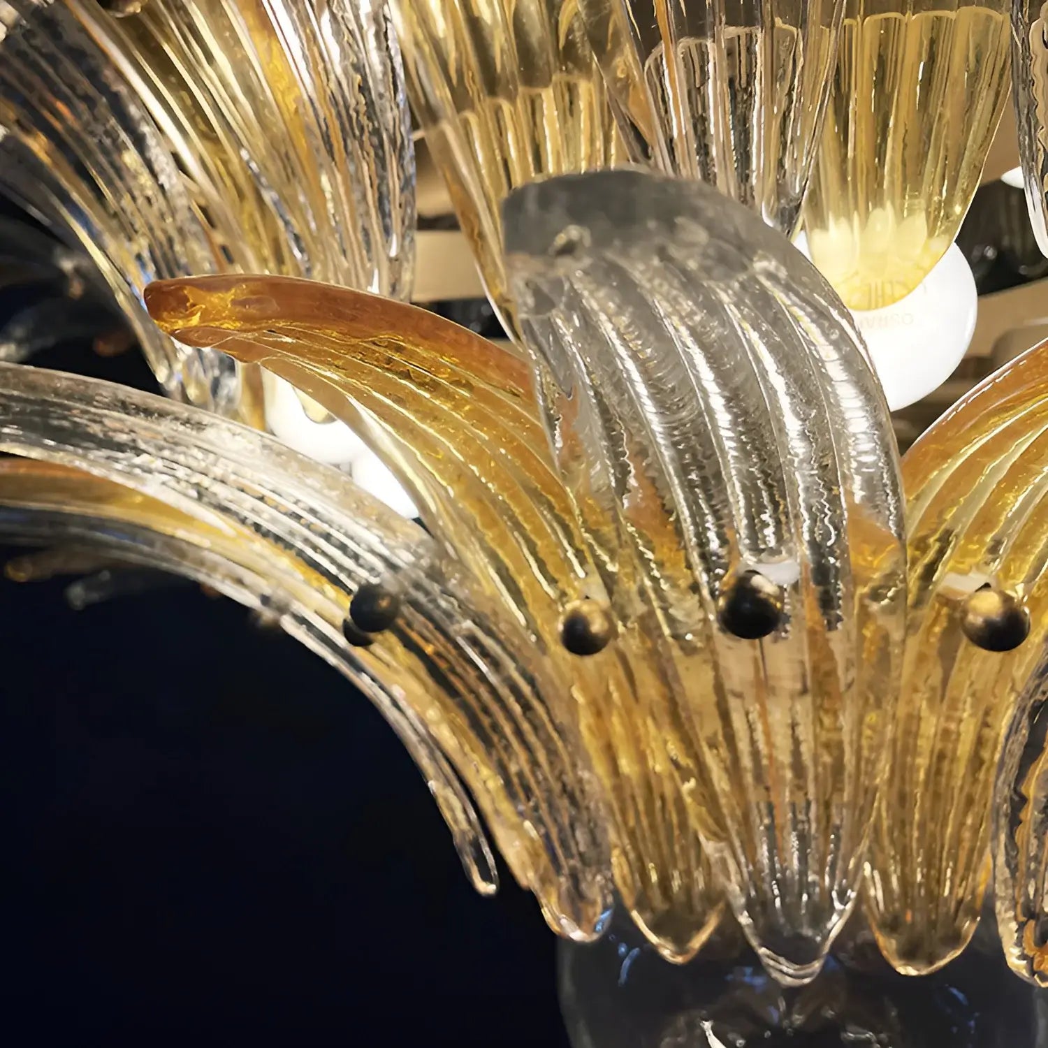 Beautifully Murano Palmette Amber Transparent Chandelier - Nuvé