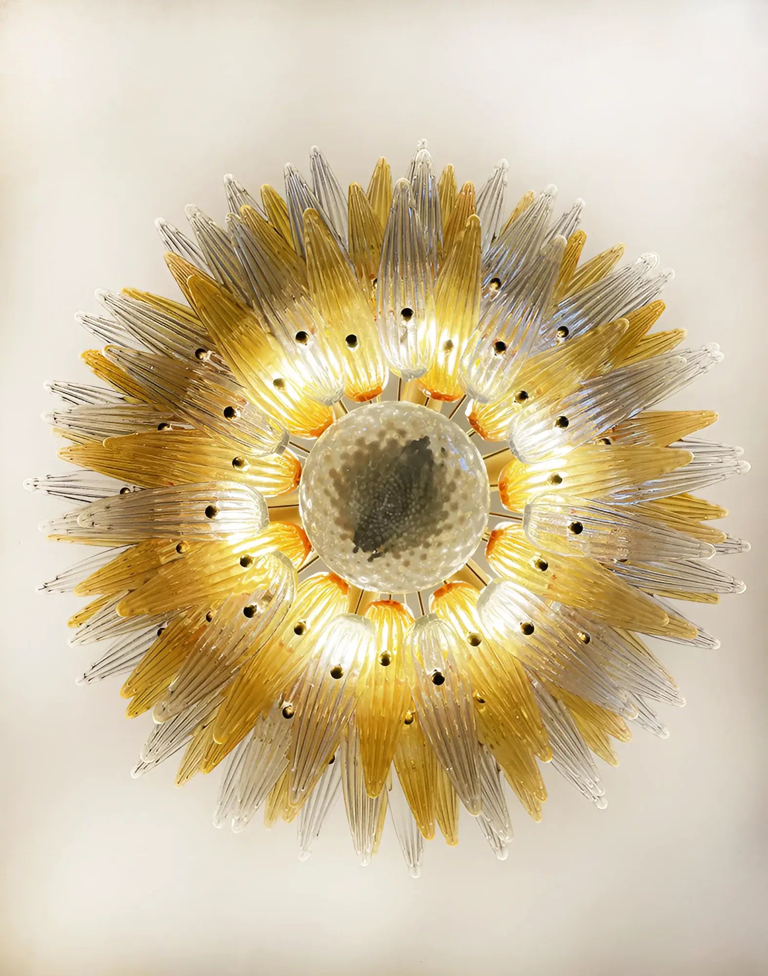 Beautifully Murano Palmette Amber Transparent Chandelier - Nuvé