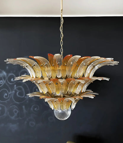 Beautifully Murano Palmette Amber Transparent Chandelier - Nuvé