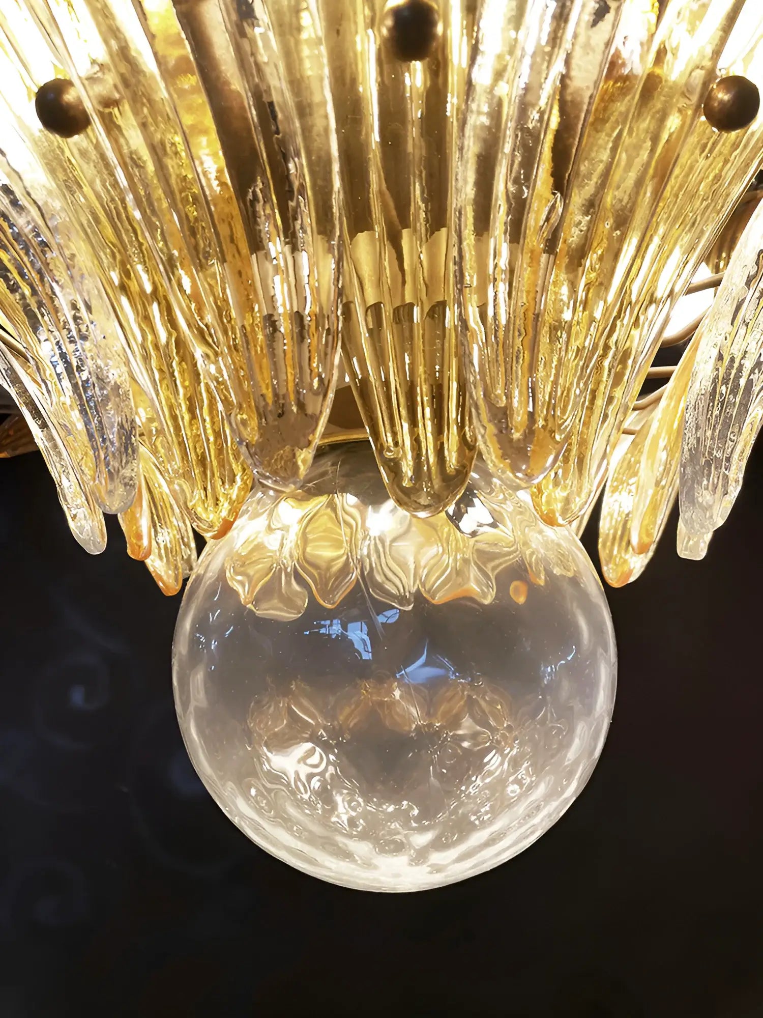 Beautifully Murano Palmette Amber Transparent Chandelier - Nuvé