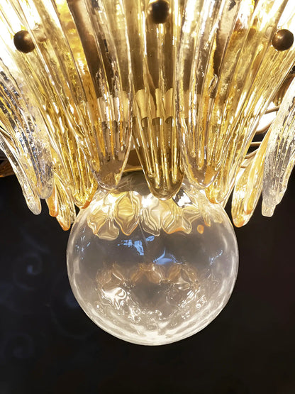 Beautifully Murano Palmette Amber Transparent Chandelier - Nuvé