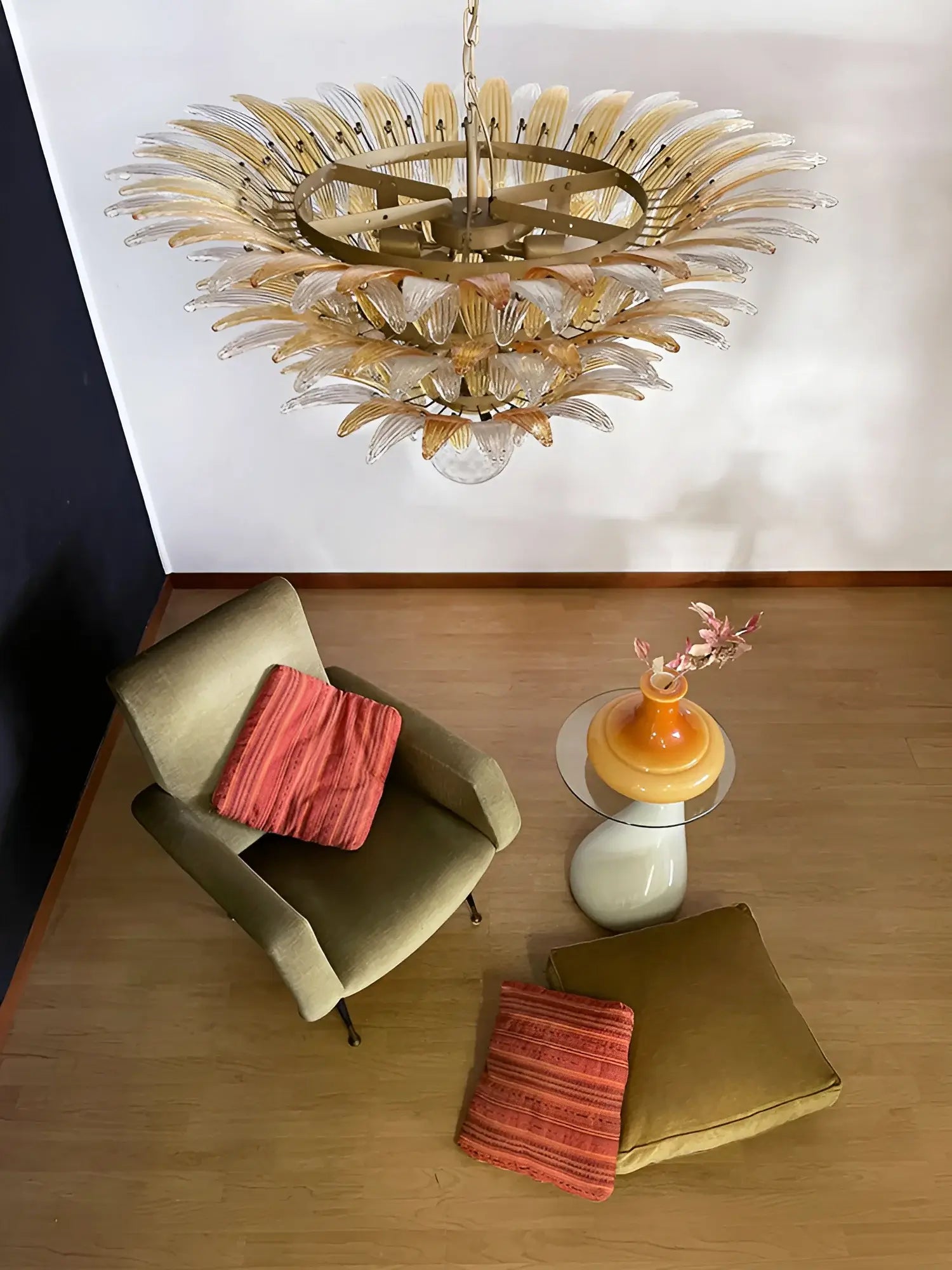 Beautifully Murano Palmette Amber Transparent Chandelier - Nuvé