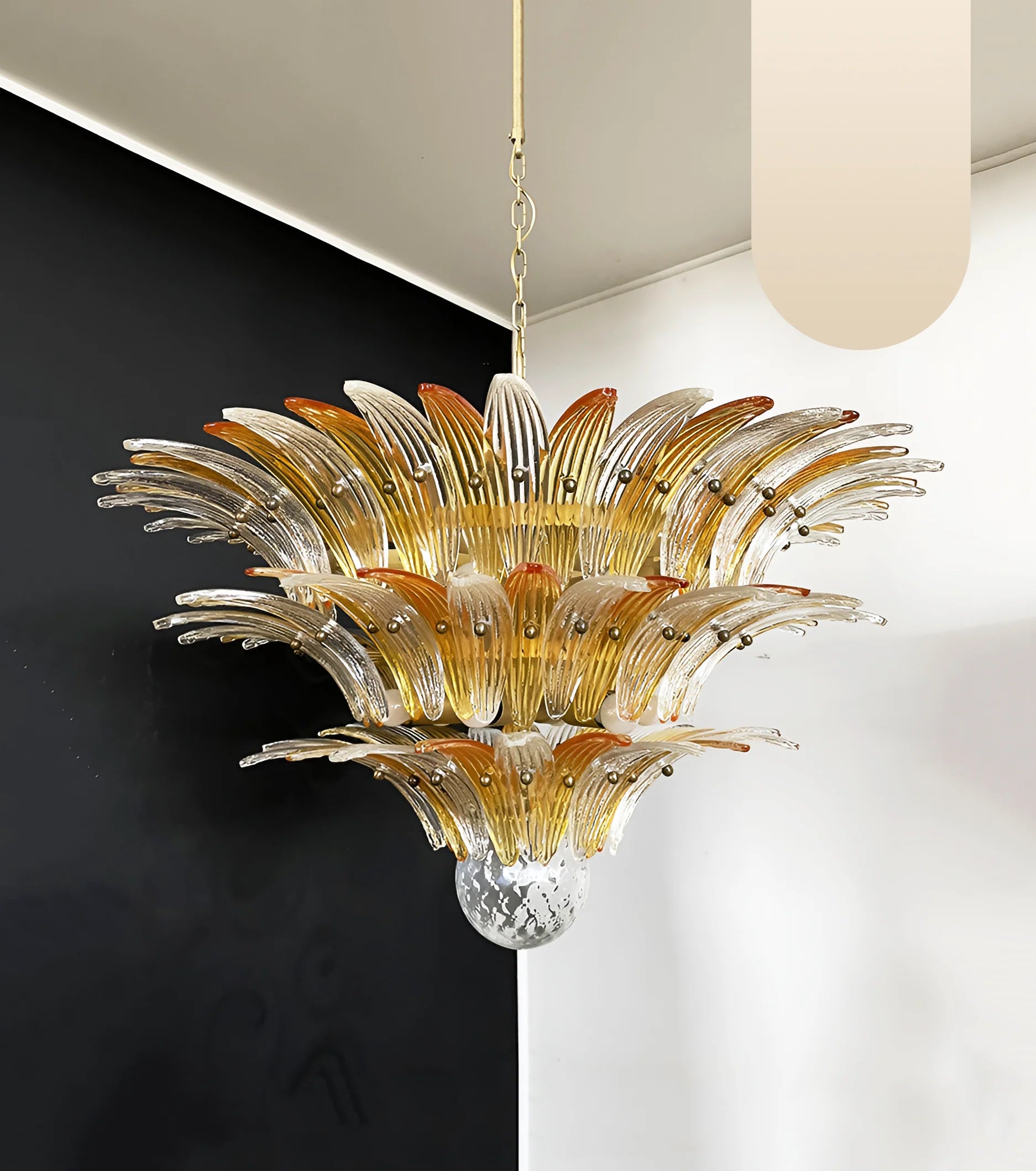 Beautifully Murano Palmette Amber Transparent Chandelier - Nuvé
