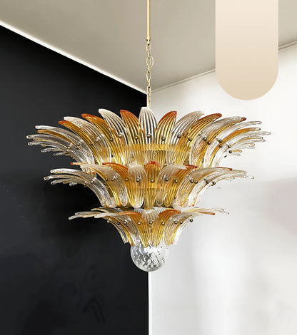 Beautifully Murano Palmette Amber Transparent Chandelier - Nuvé