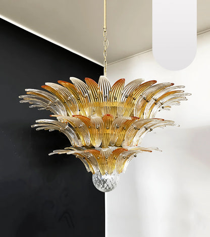 Beautifully Murano Palmette Amber Transparent Chandelier - Nuvé