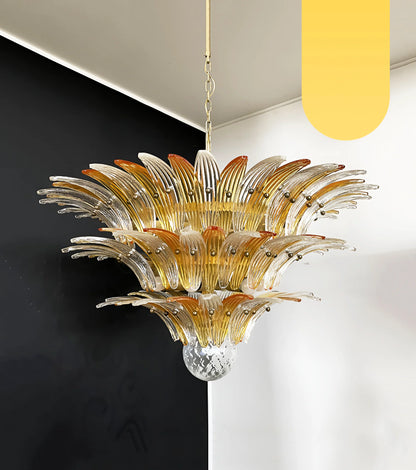Beautifully Murano Palmette Amber Transparent Chandelier - Nuvé