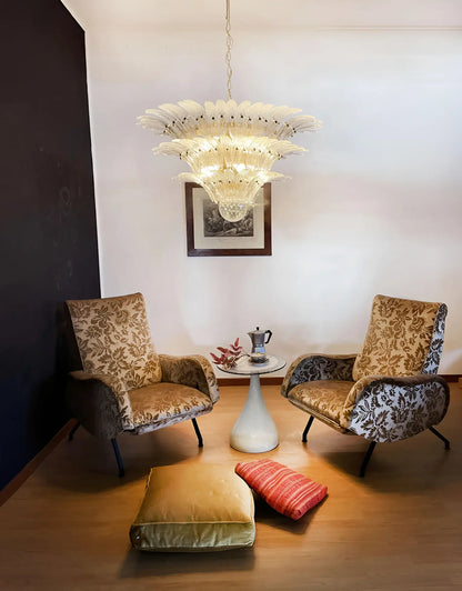 Beautifully Murano Palmette Transparent Chandelier - Nuvé