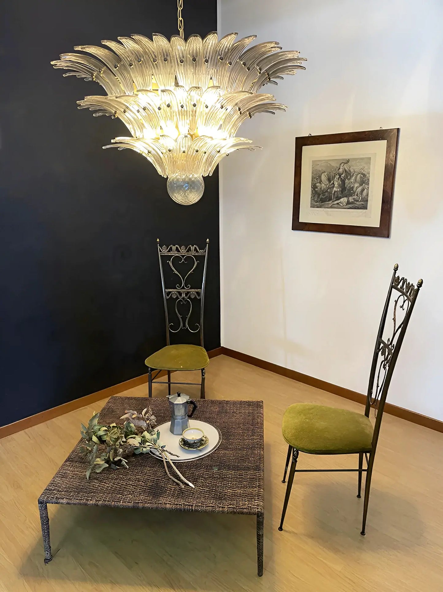Beautifully Murano Palmette Smoked Chandelier - Nuvé