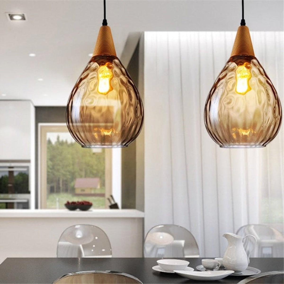 Besnier Rippled Glass Pendant Light